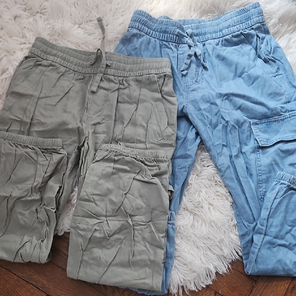 GAP Stylish Kids Cargo Pants Set - Green and Blue Sz10 - Picture 1 of 5